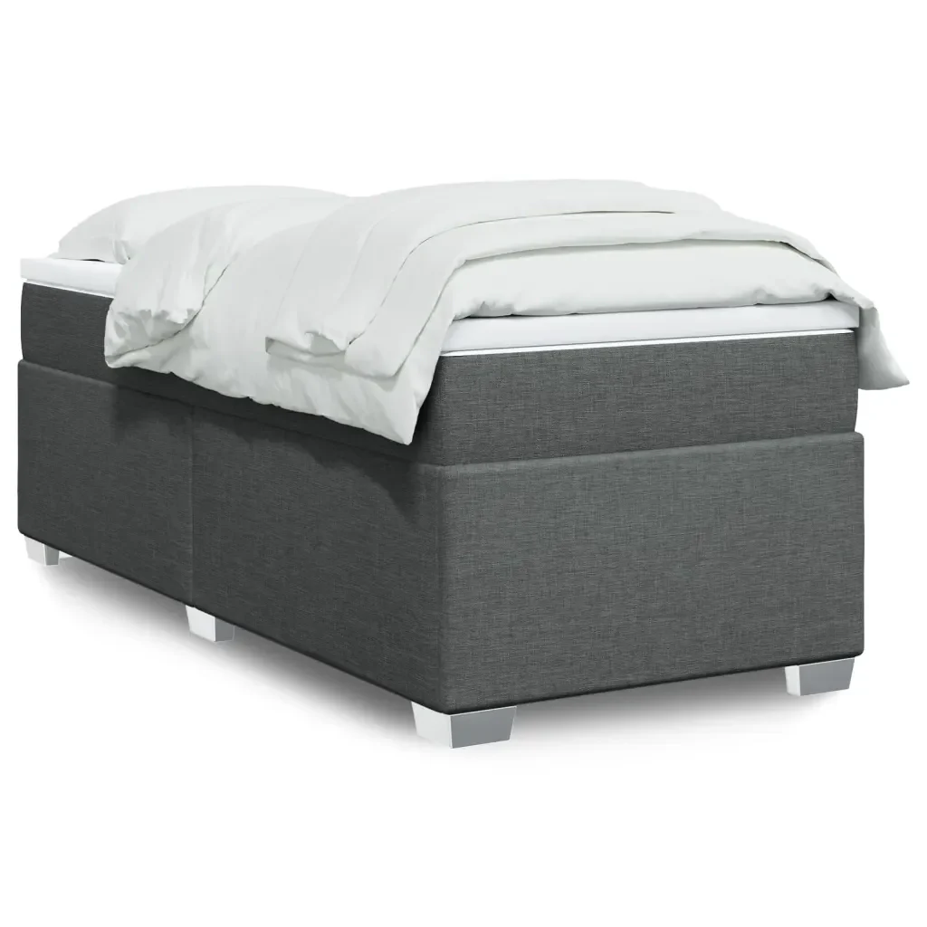 Letto singolo | Letto per adulti | Giroletto a Molle con Materasso Grigio Scuro 80x200 cm Tessuto - Image 2