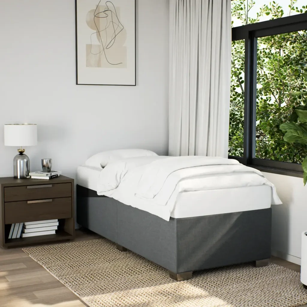 Letto singolo | Letto per adulti | Giroletto a Molle con Materasso Grigio Scuro 80x200 cm Tessuto - Image 3