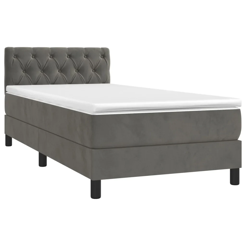 Letto singolo | Letto per adulti | Giroletto a Molle con Materasso Grigio Scuro 80x200 cm Velluto - Image 3