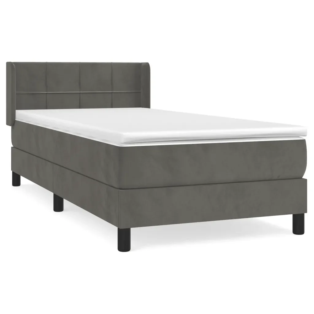 Letto singolo | Letto per adulti | Giroletto a Molle con Materasso Grigio Scuro 80x200 cm Velluto