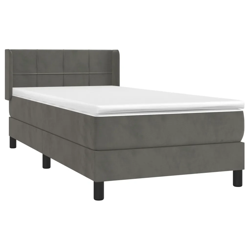 Letto singolo | Letto per adulti | Giroletto a Molle con Materasso Grigio Scuro 80x200 cm Velluto - Image 3