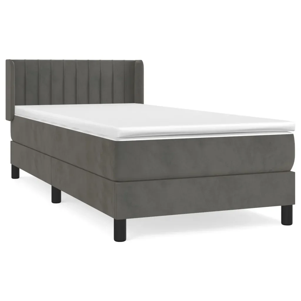 Letto singolo | Letto per adulti | Giroletto a Molle con Materasso Grigio Scuro 80x200 cm Velluto