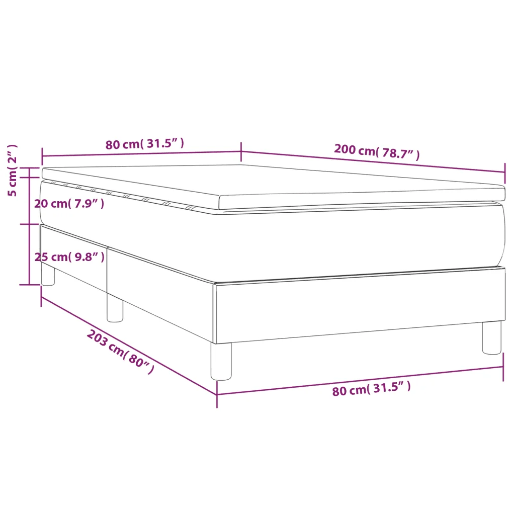 Letto singolo | Letto per adulti | Giroletto a Molle con Materasso Grigio Scuro 80x200 cm Velluto - Image 10