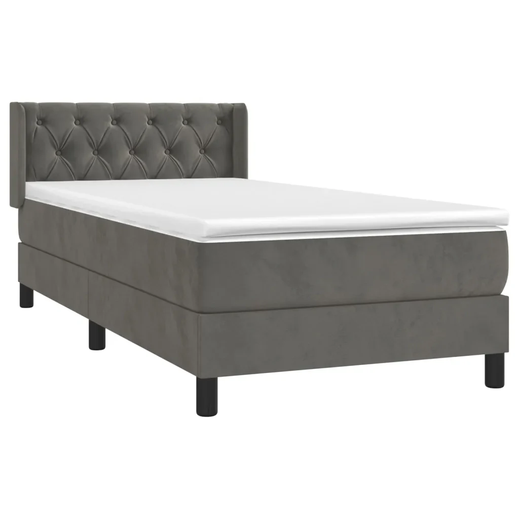 Letto singolo | Letto per adulti | Giroletto a Molle con Materasso Grigio Scuro 80x200 cm Velluto - Image 4