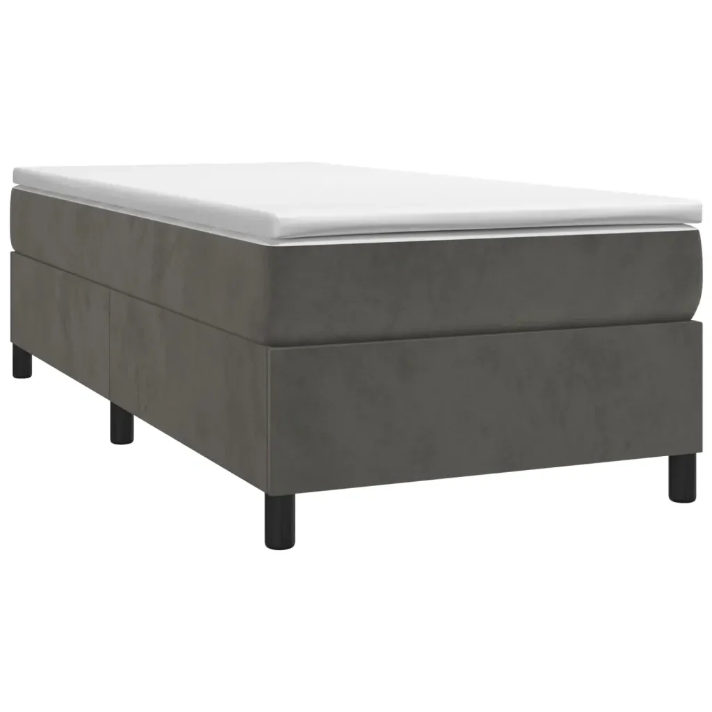 Letto singolo | Letto per adulti | Giroletto a Molle con Materasso Grigio Scuro 80x200 cm Velluto - Image 4