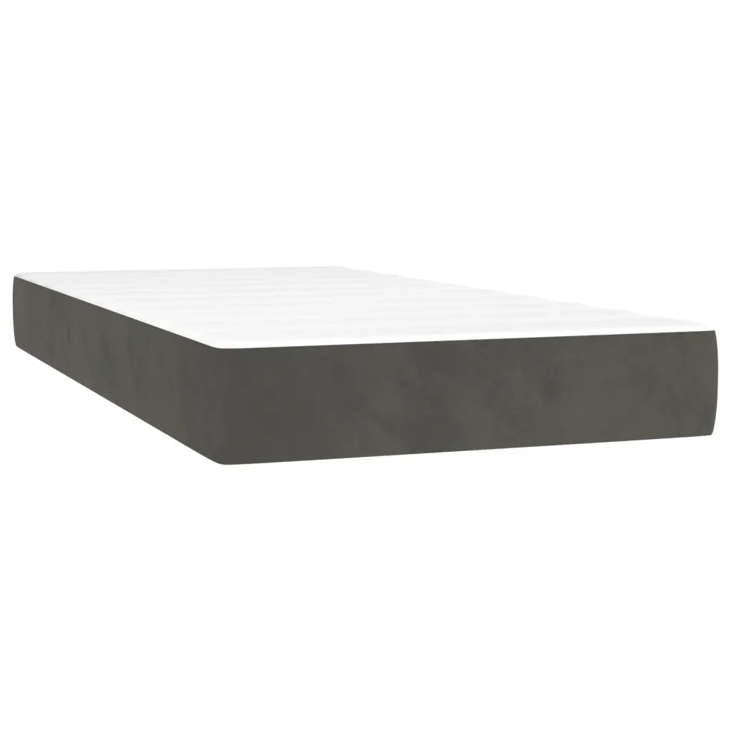 Letto singolo | Letto per adulti | Giroletto a Molle con Materasso Grigio Scuro 80x200 cm Velluto - Image 5