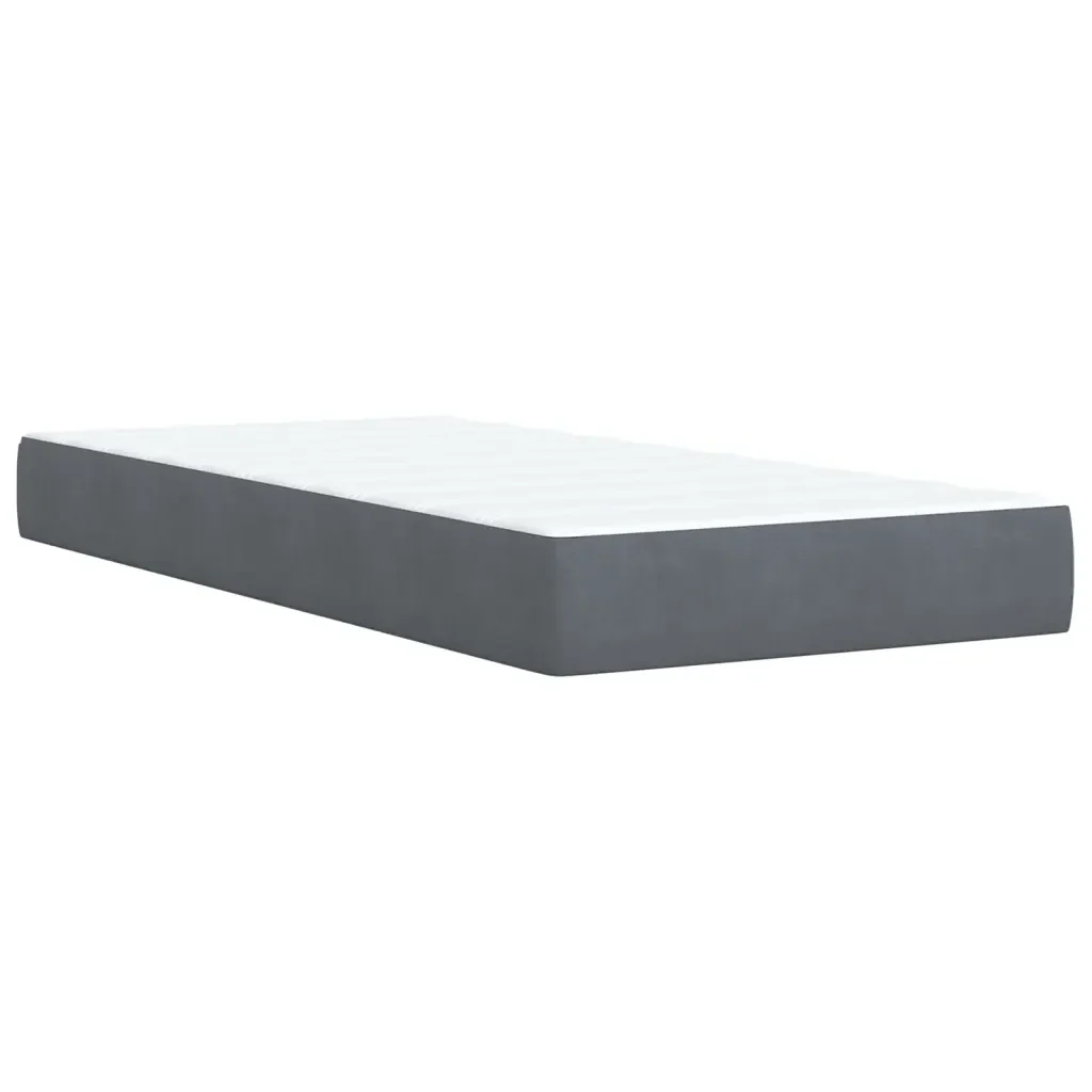 Letto singolo | Letto per adulti | Giroletto a Molle con Materasso Grigio Scuro 80x200 cm Velluto - Image 10