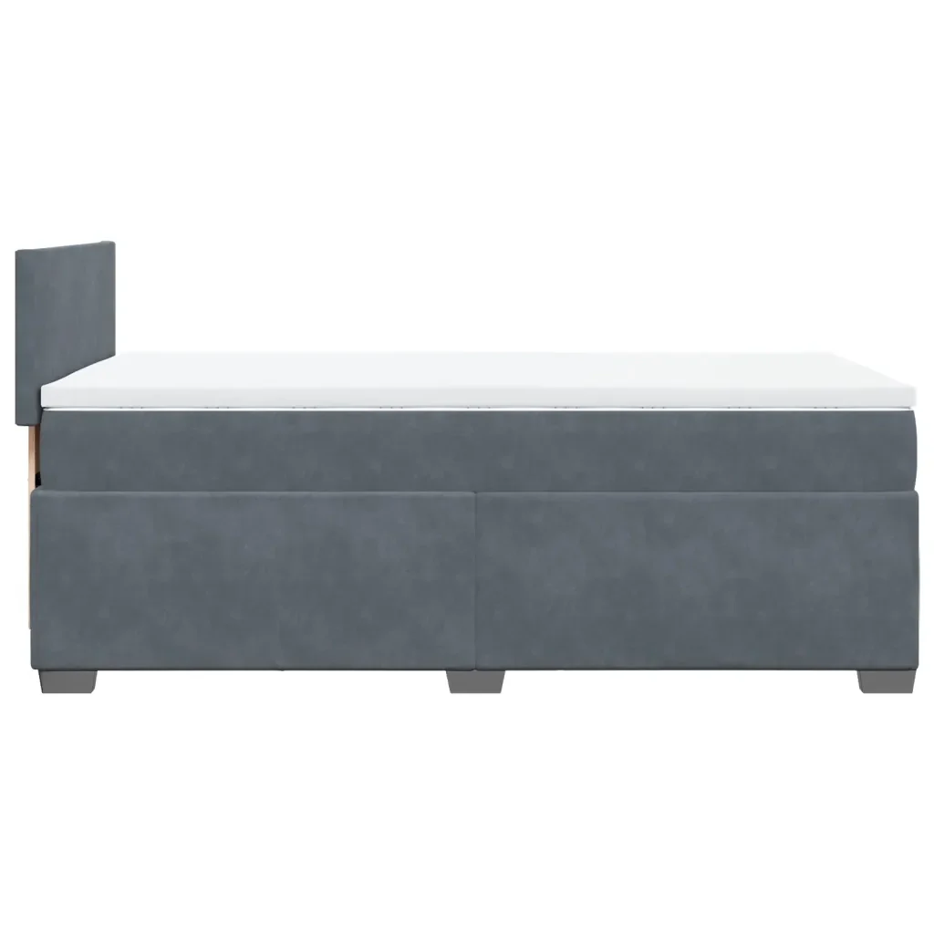 Letto singolo | Letto per adulti | Giroletto a Molle con Materasso Grigio Scuro 80x200 cm Velluto - Image 5