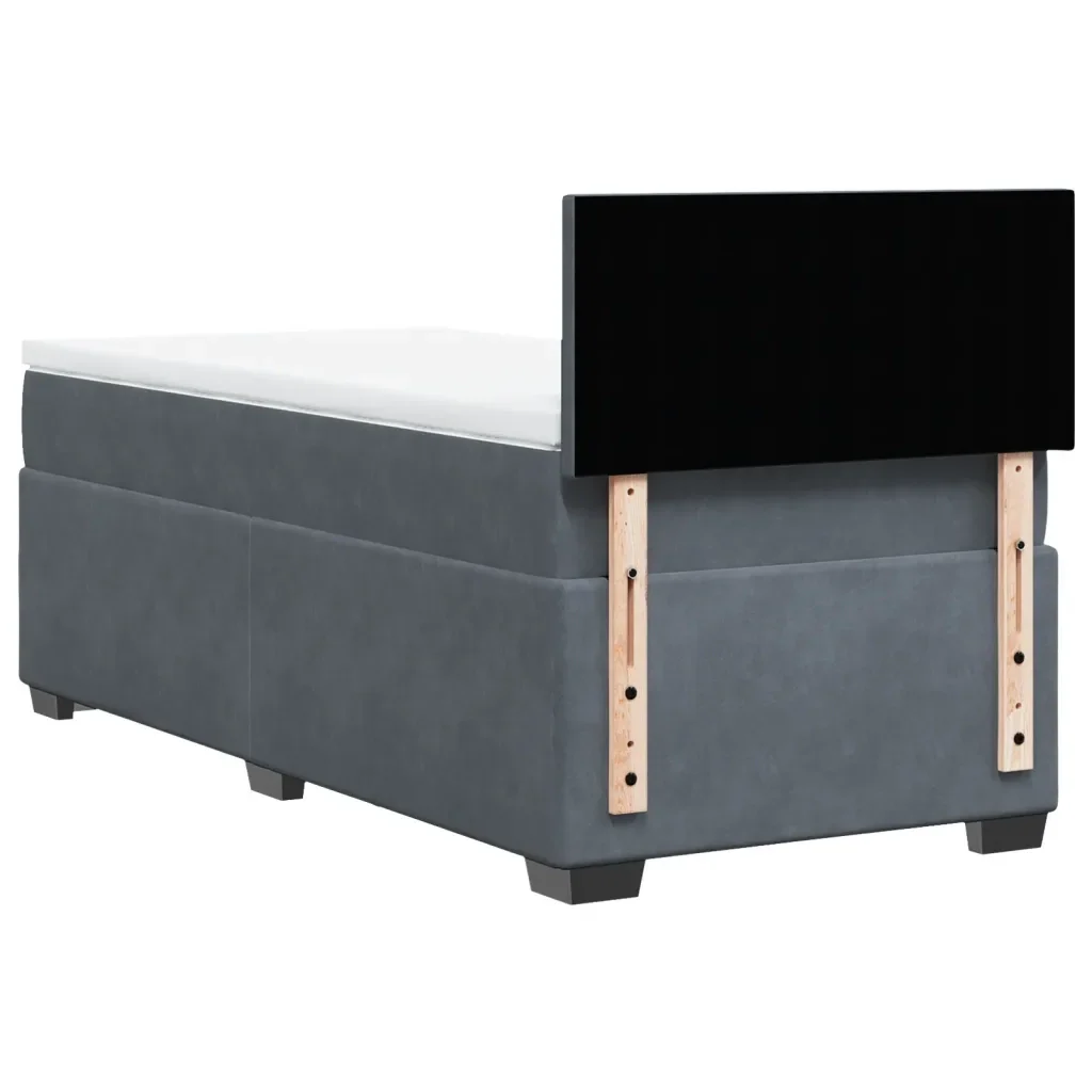 Letto singolo | Letto per adulti | Giroletto a Molle con Materasso Grigio Scuro 80x200 cm Velluto - Image 6