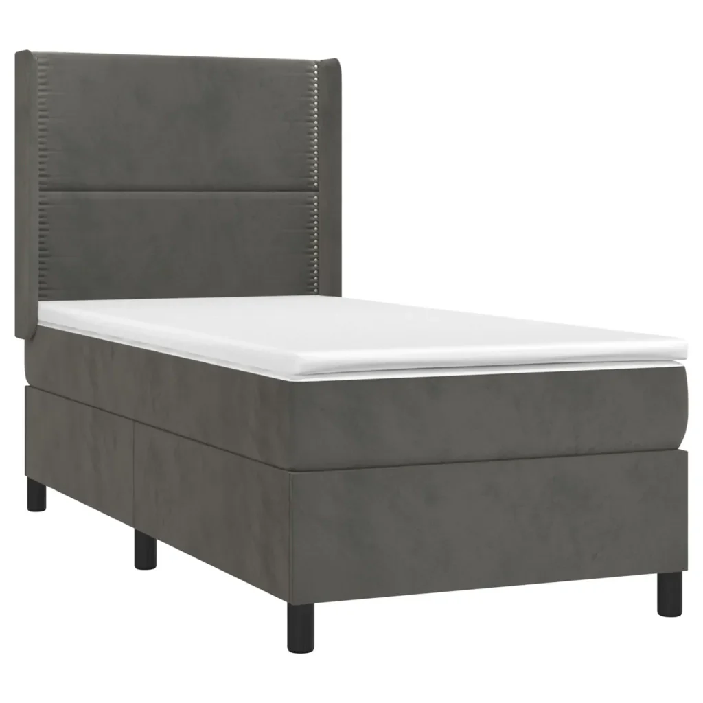 Letto singolo | Letto per adulti | Giroletto a Molle con Materasso Grigio Scuro 80x200 cm Velluto - Image 3