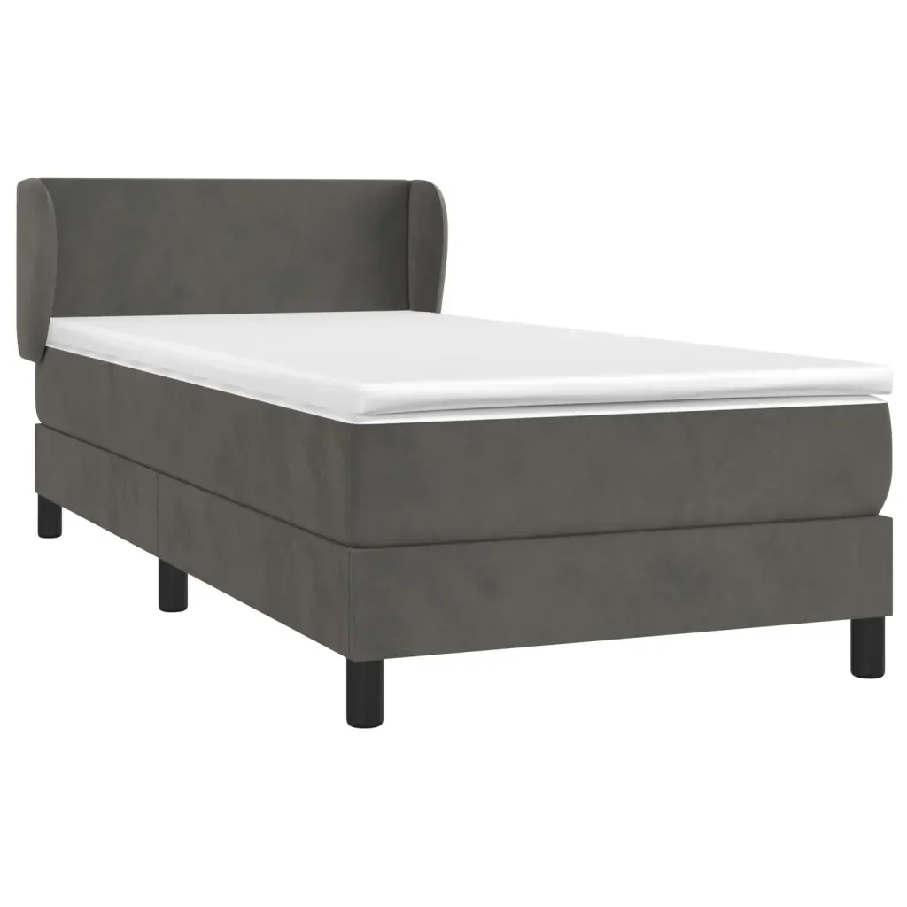 Letto singolo | Letto per adulti | Giroletto a Molle con Materasso Grigio Scuro 80x200 cm Velluto - Image 4