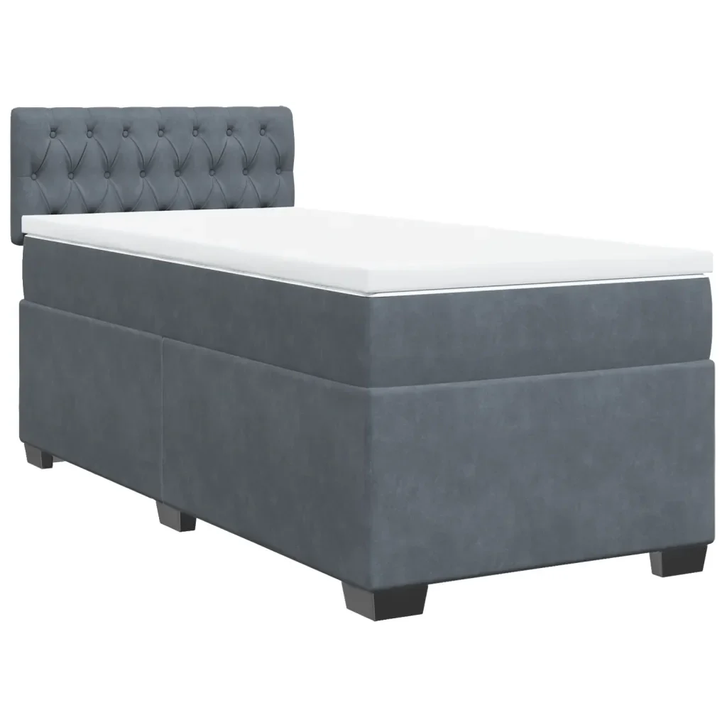 Letto singolo | Letto per adulti | Giroletto a Molle con Materasso Grigio Scuro 80x200 cm Velluto