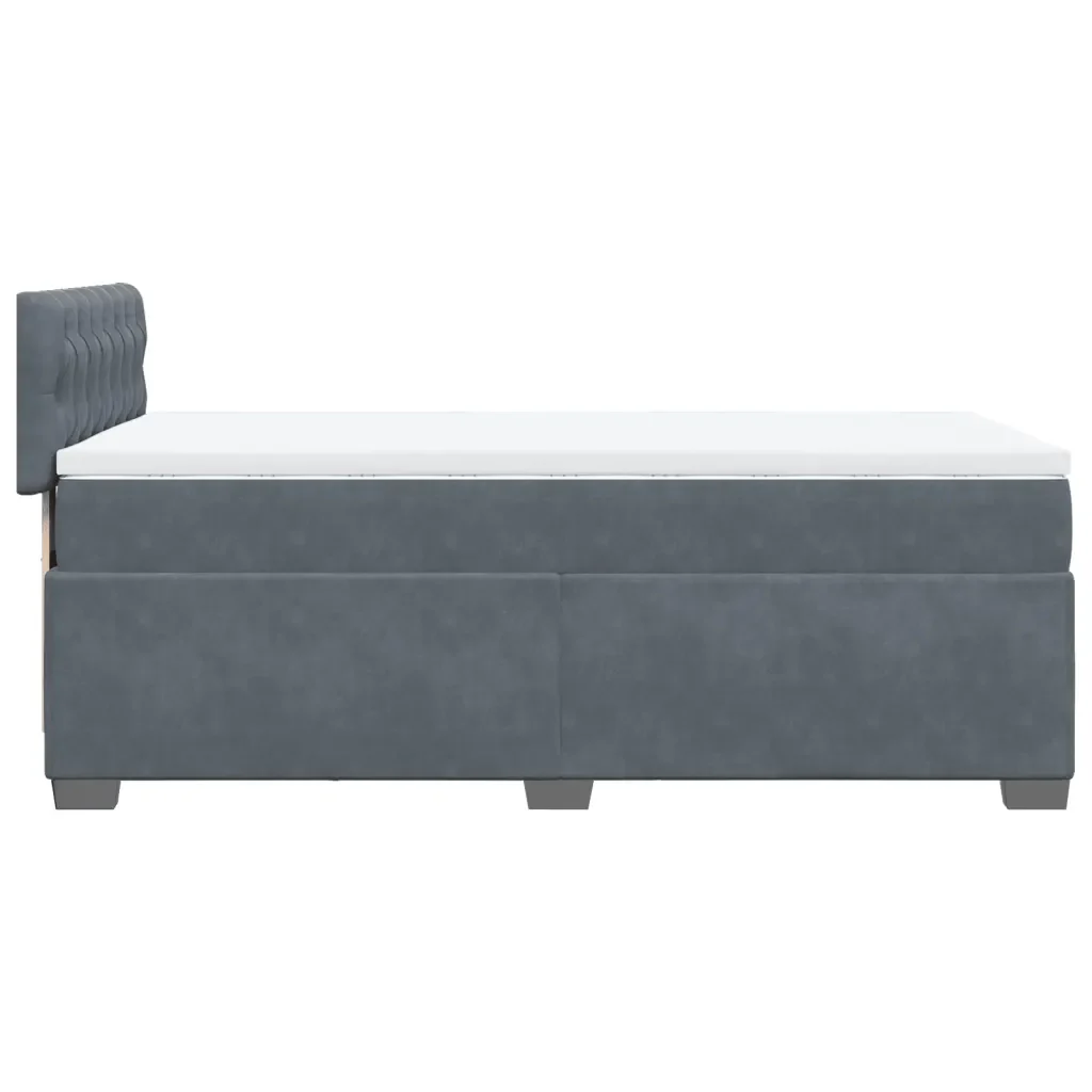 Letto singolo | Letto per adulti | Giroletto a Molle con Materasso Grigio Scuro 80x200 cm Velluto - Image 5