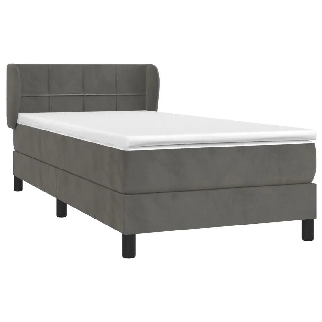 Letto singolo | Letto per adulti | Giroletto a Molle con Materasso Grigio Scuro 80x200 cm Velluto - Image 3
