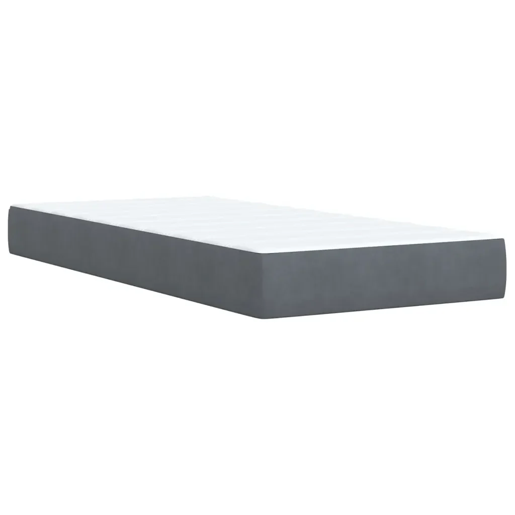 Letto singolo | Letto per adulti | Giroletto a Molle con Materasso Grigio Scuro 80x200 cm Velluto - Image 6