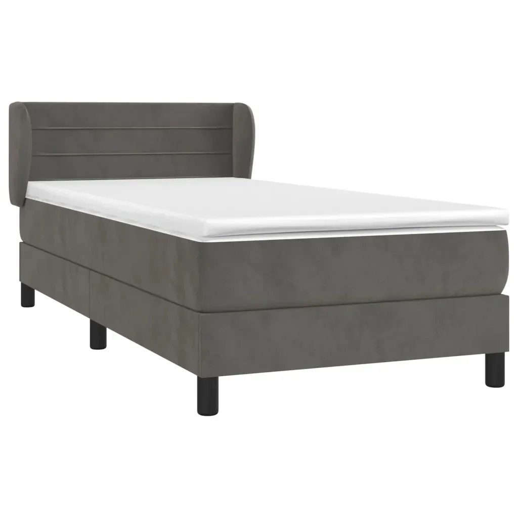Letto singolo | Letto per adulti | Giroletto a Molle con Materasso Grigio Scuro 80x200 cm Velluto - Image 4