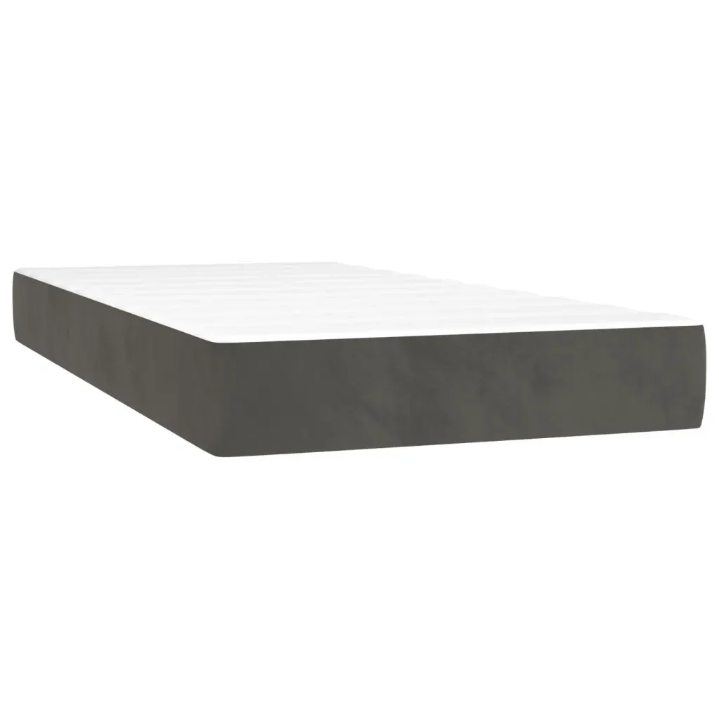 Letto singolo | Letto per adulti | Giroletto a Molle con Materasso Grigio Scuro 80x200 cm Velluto - Image 5