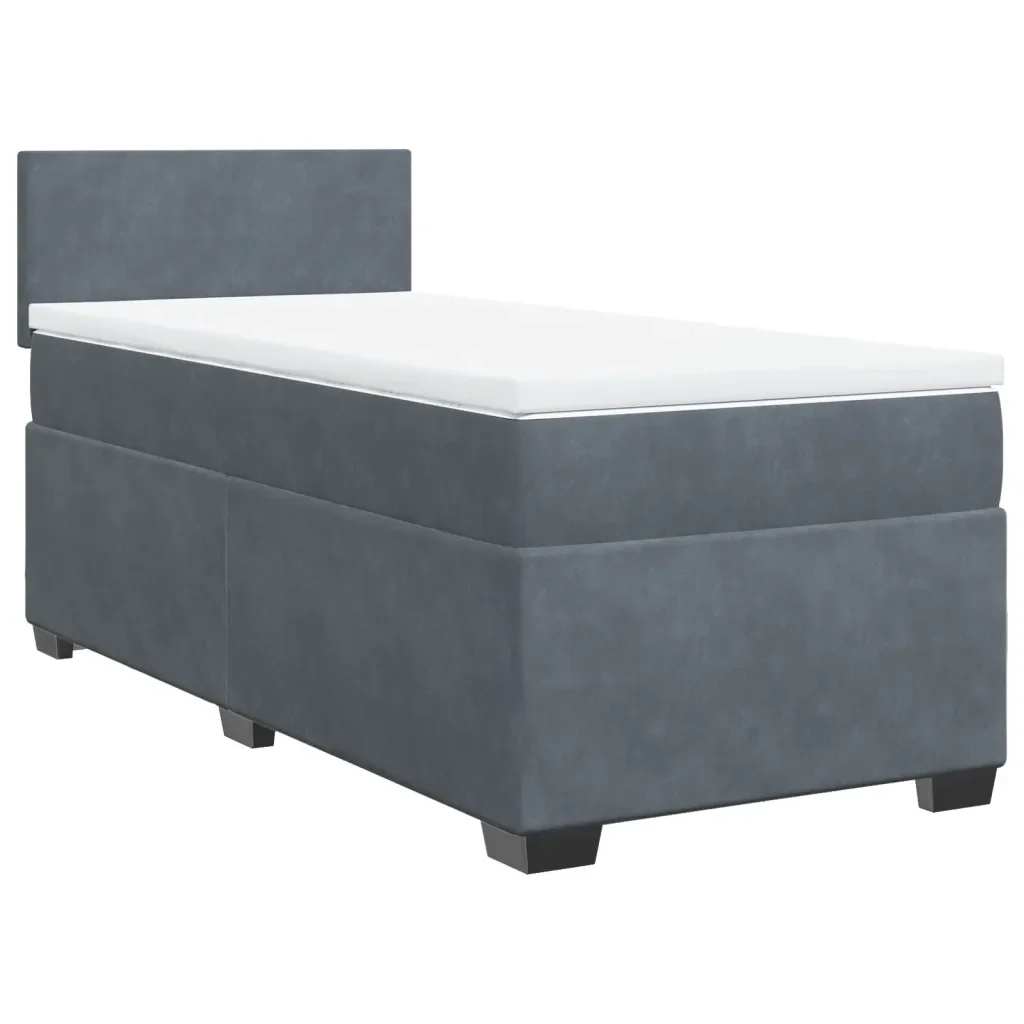 Letto singolo | Letto per adulti | Giroletto a Molle con Materasso Grigio Scuro 80x200 cm Velluto - Image 3
