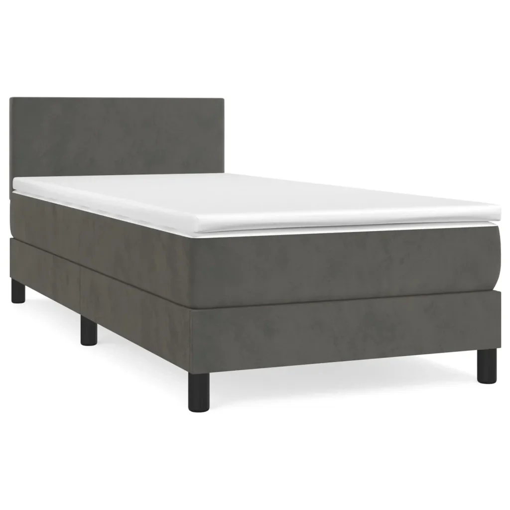 Letto singolo | Letto per adulti | Giroletto a Molle con Materasso Grigio Scuro 80x200 cm Velluto