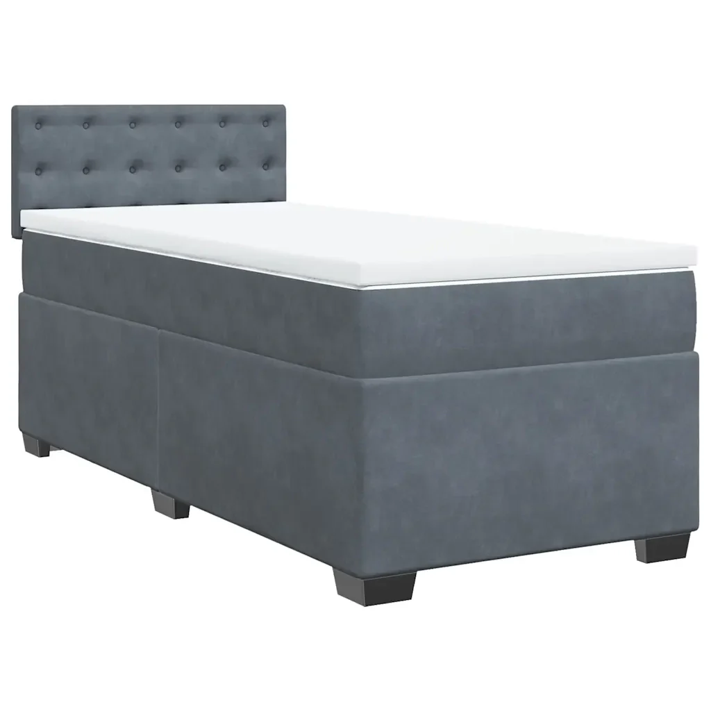Letto singolo | Letto per adulti | Giroletto a Molle con Materasso Grigio Scuro 80x200 cm Velluto - Image 4