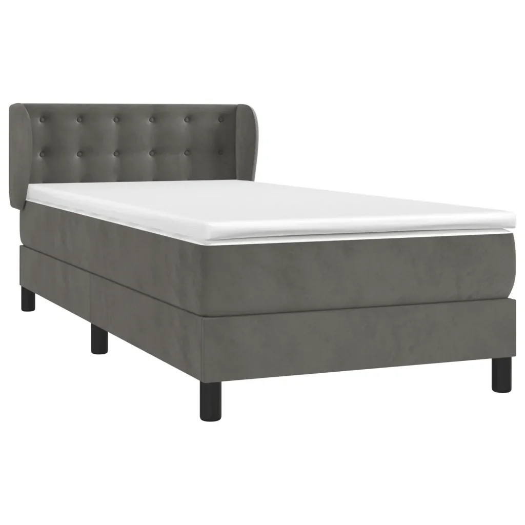 Letto singolo | Letto per adulti | Giroletto a Molle con Materasso Grigio Scuro 80x200 cm Velluto - Image 4