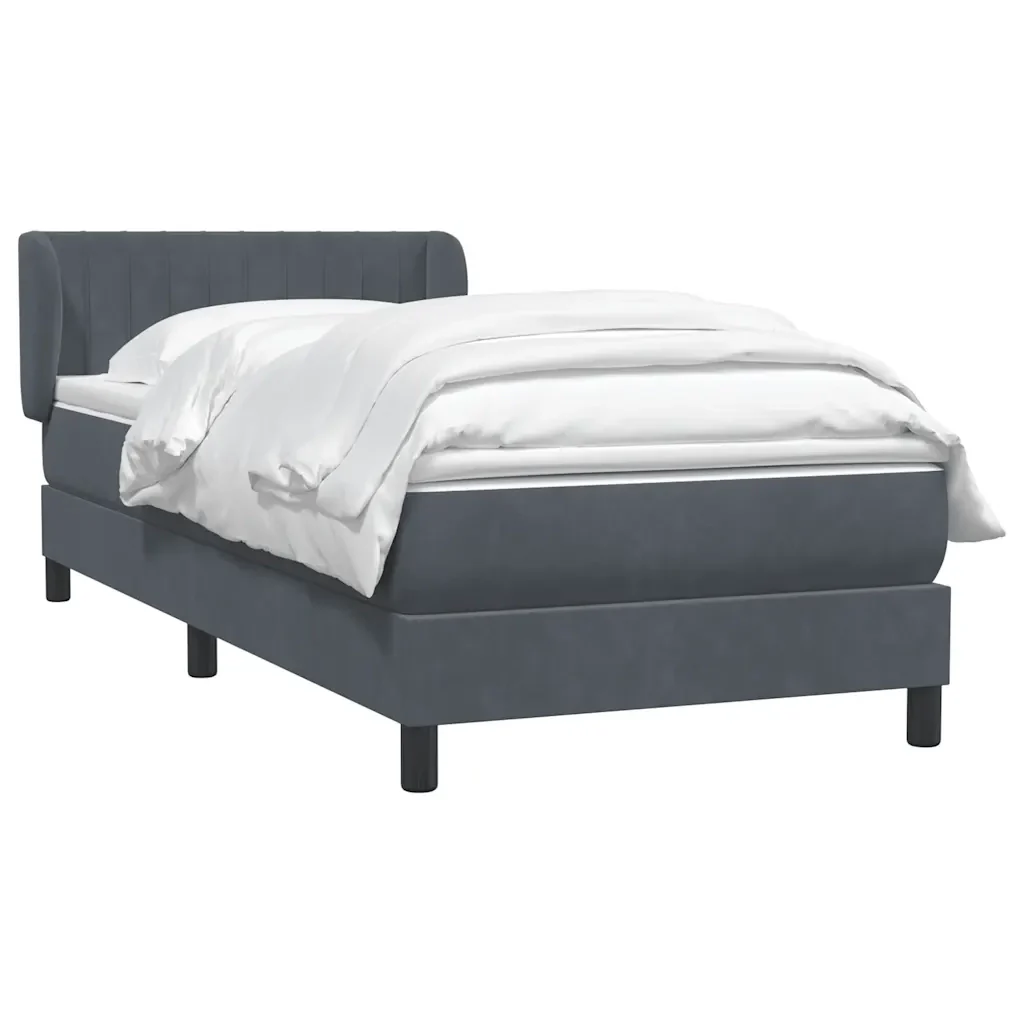 Letto singolo | Letto per adulti | Giroletto a Molle con Materasso Grigio Scuro 80x210 cm Velluto - Image 3