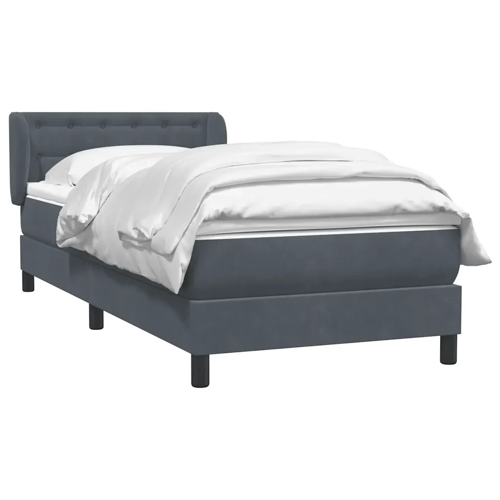 Letto singolo | Letto per adulti | Giroletto a Molle con Materasso Grigio Scuro 80x210 cm Velluto - Image 4