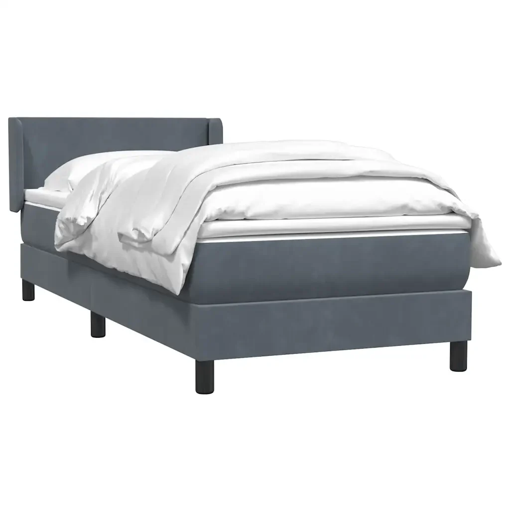 Letto singolo | Letto per adulti | Giroletto a Molle con Materasso Grigio Scuro 80x210 cm Velluto - Image 3