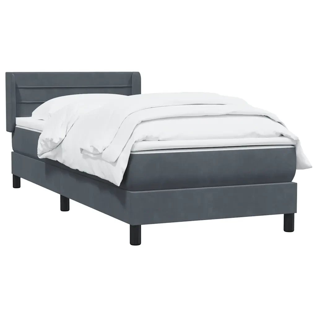 Letto singolo | Letto per adulti | Giroletto a Molle con Materasso Grigio Scuro 80x210 cm Velluto - Image 4