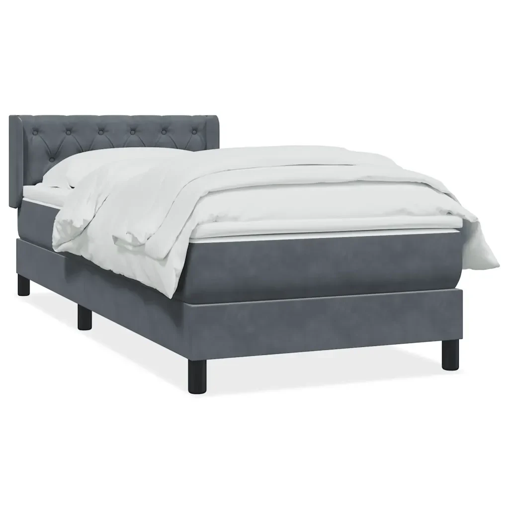 Letto singolo | Letto per adulti | Giroletto a Molle con Materasso Grigio Scuro 80x210 cm Velluto