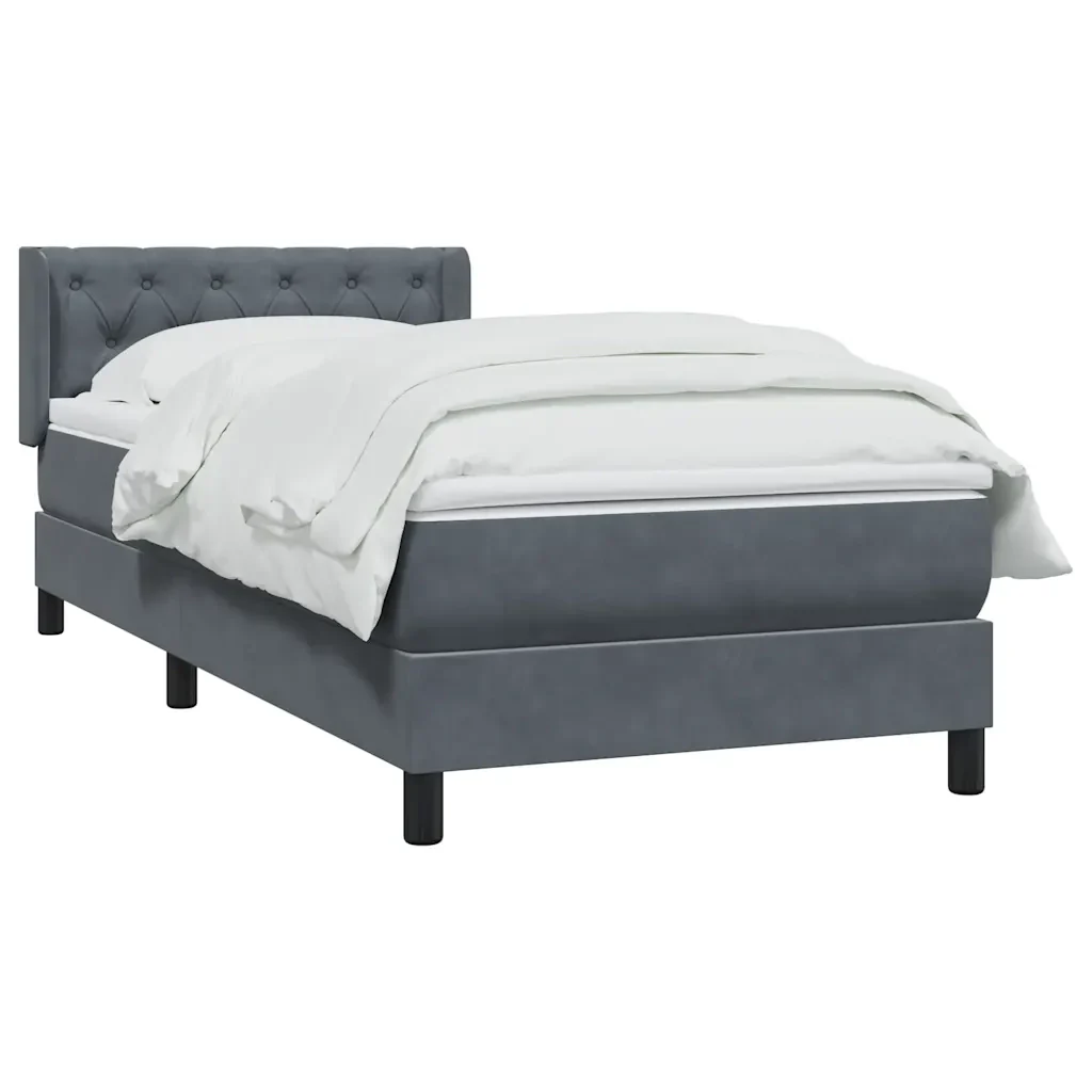 Letto singolo | Letto per adulti | Giroletto a Molle con Materasso Grigio Scuro 80x210 cm Velluto - Image 3