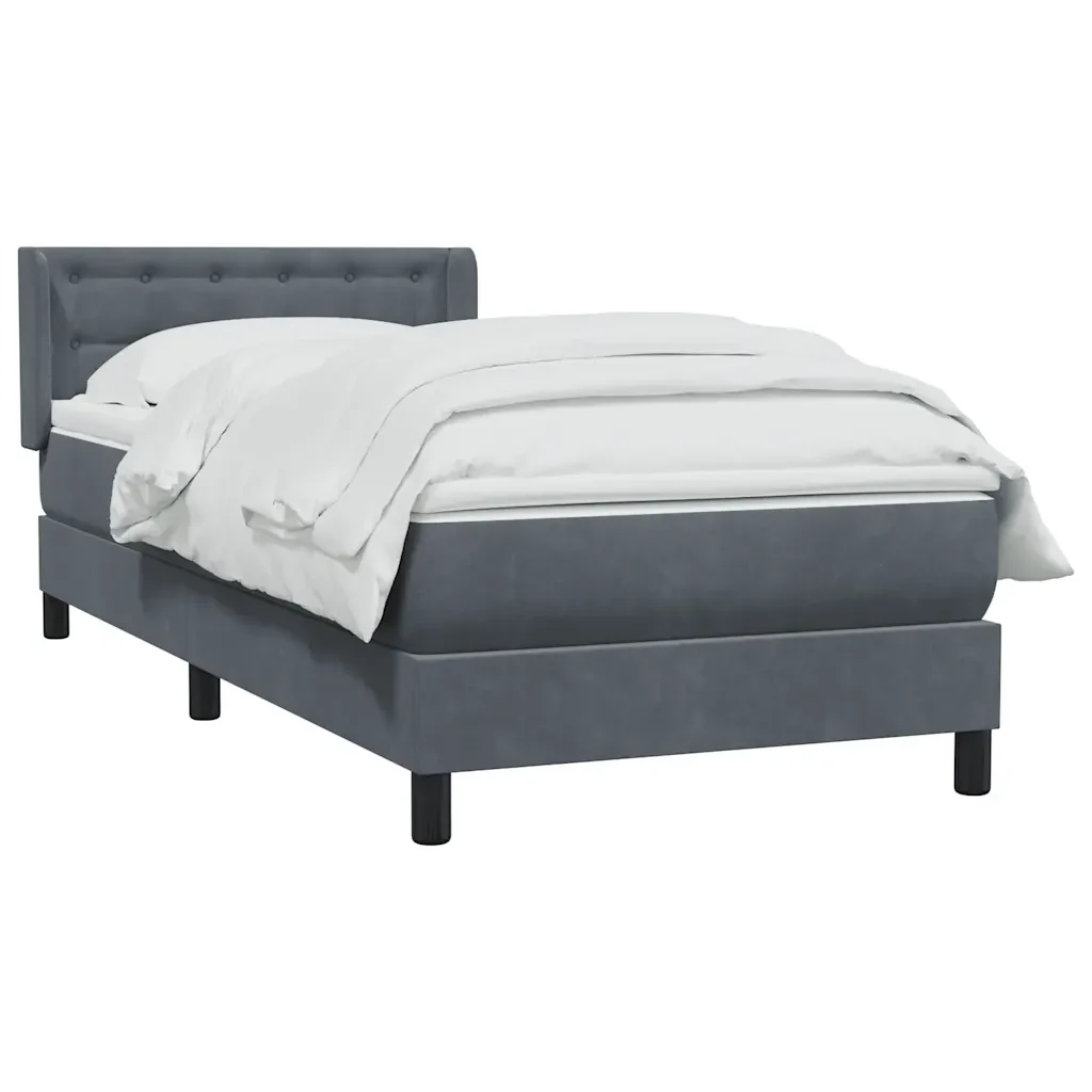 Letto singolo | Letto per adulti | Giroletto a Molle con Materasso Grigio Scuro 80x210 cm Velluto - Image 3