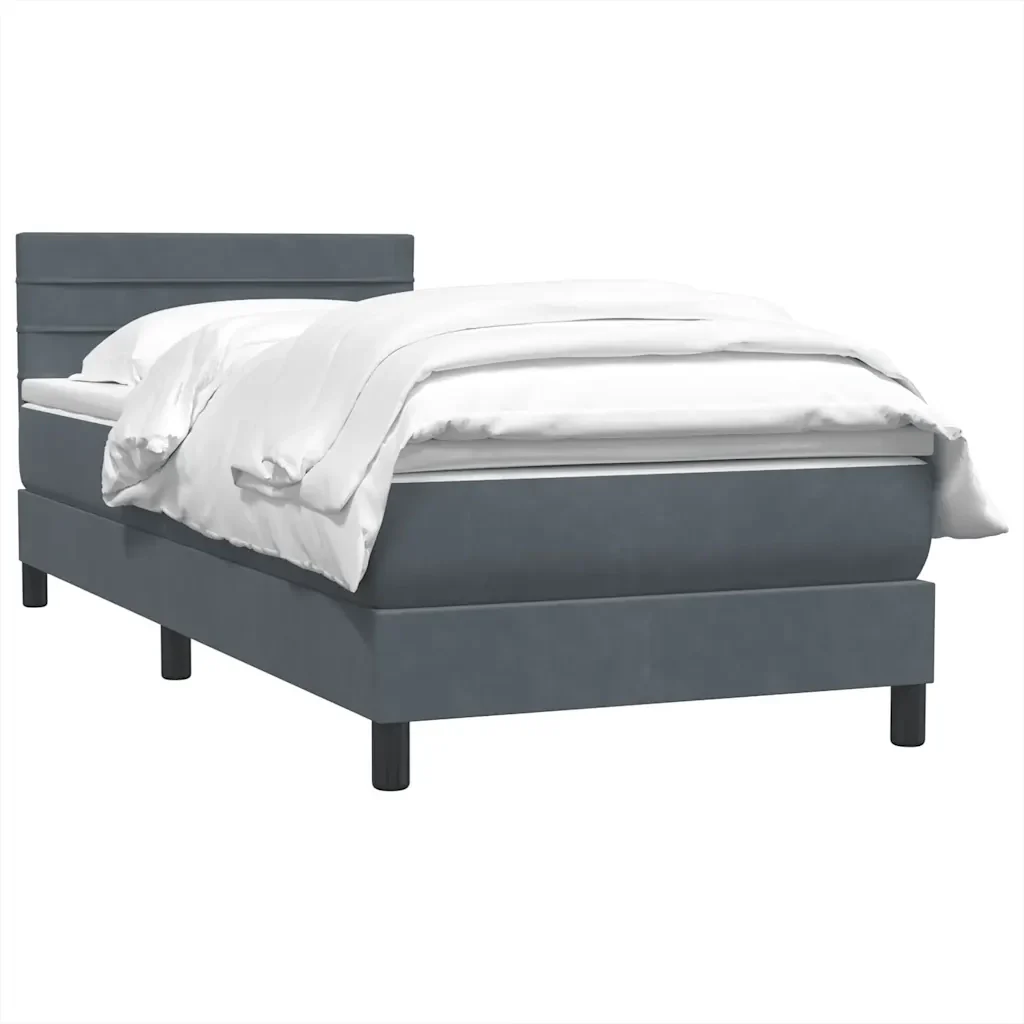 Letto singolo | Letto per adulti | Giroletto a Molle con Materasso Grigio Scuro 80x210 cm Velluto - Image 4