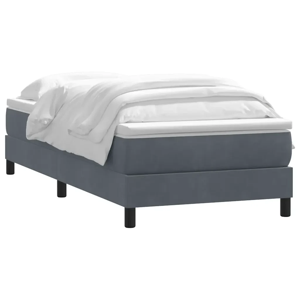 Letto singolo | Letto per adulti | Giroletto a Molle con Materasso Grigio Scuro 80x210 cm Velluto - Image 4