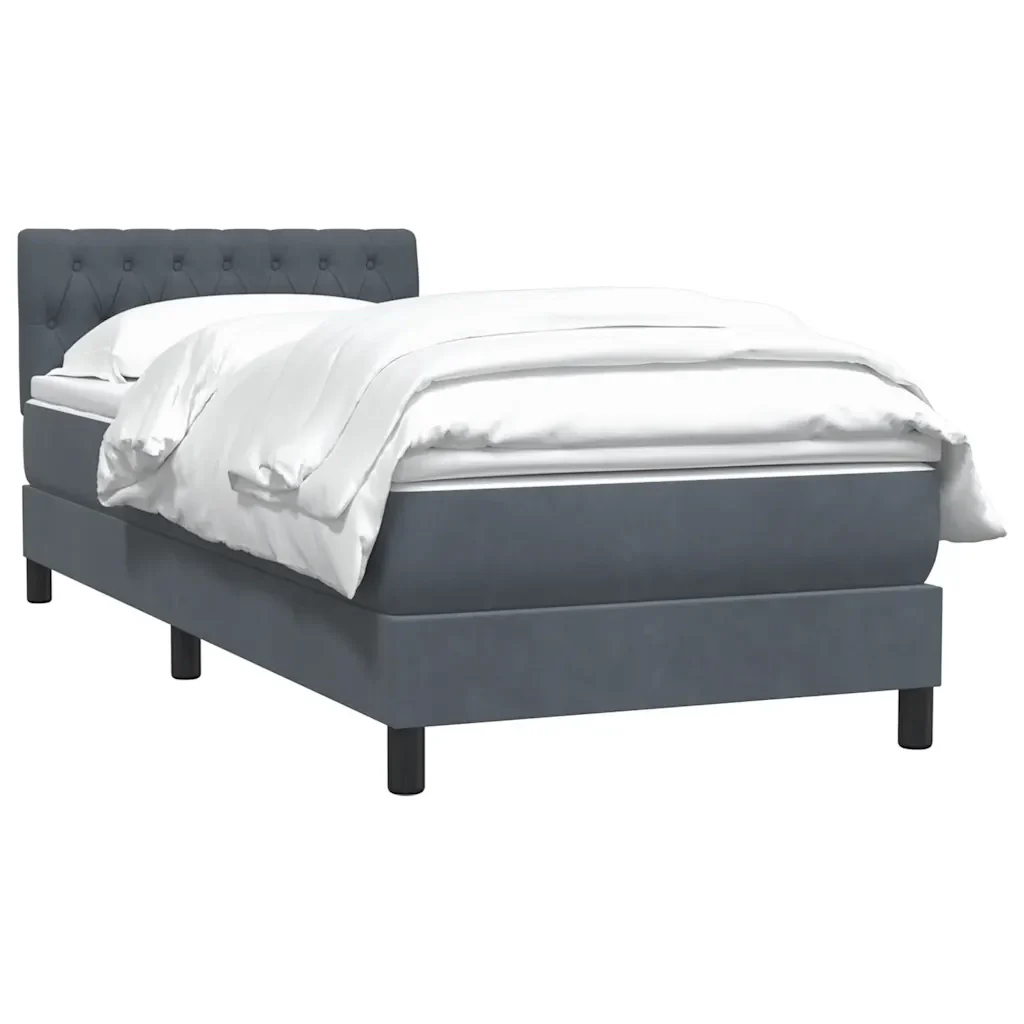 Letto singolo | Letto per adulti | Giroletto a Molle con Materasso Grigio Scuro 80x210 cm Velluto - Image 4