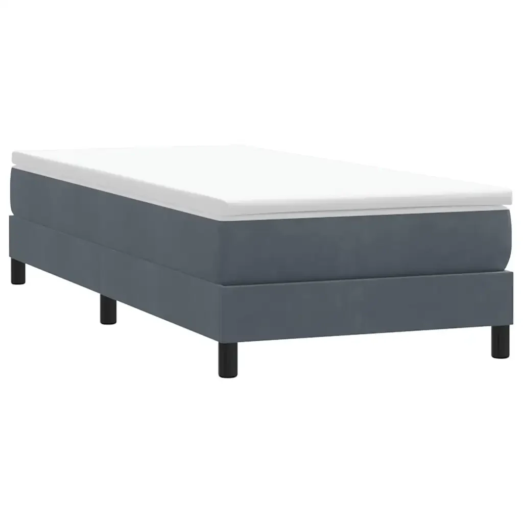 Letto singolo | Letto per adulti | Giroletto a Molle con Materasso Grigio Scuro 80x210 cm Velluto - Image 5