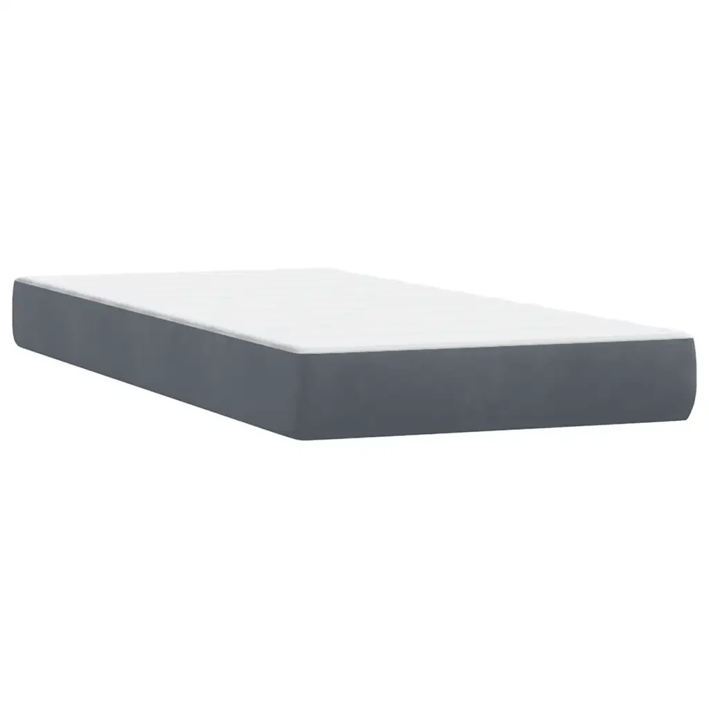 Letto singolo | Letto per adulti | Giroletto a Molle con Materasso Grigio Scuro 80x210 cm Velluto - Image 7