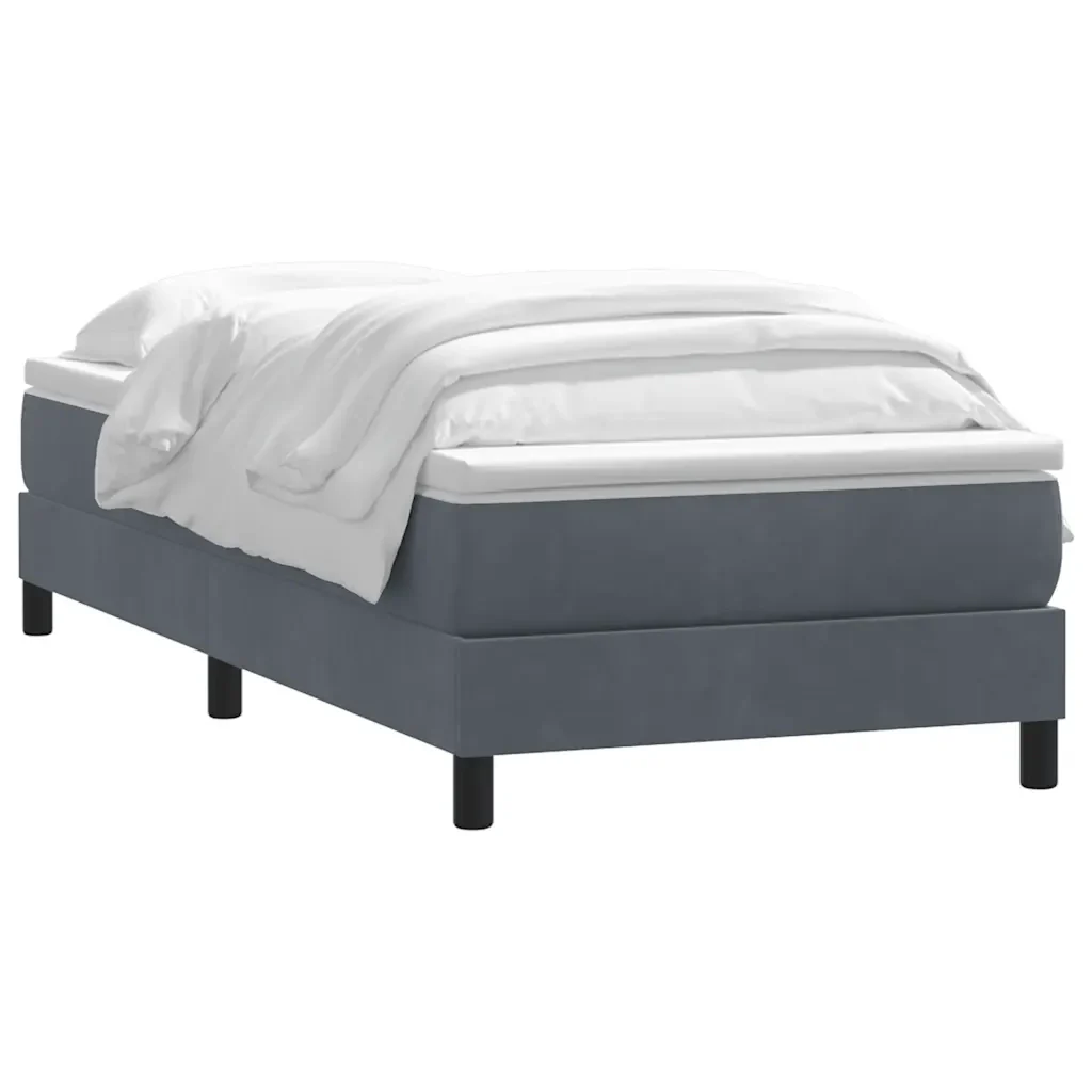 Letto singolo | Letto per adulti | Giroletto a Molle con Materasso Grigio Scuro 80x220 cm Velluto - Image 4
