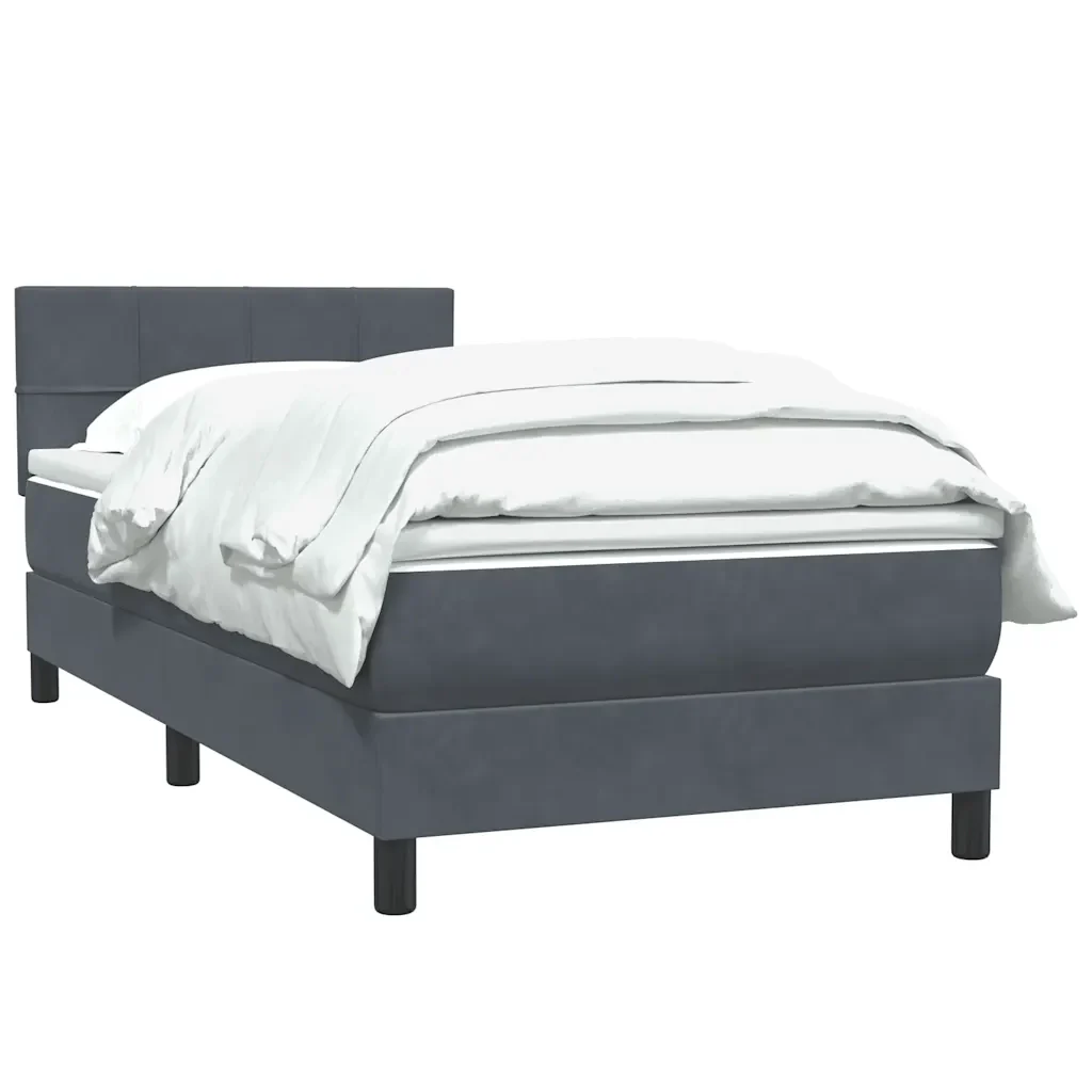 Letto singolo | Letto per adulti | Giroletto a Molle con Materasso Grigio Scuro 80x220 cm Velluto - Image 3