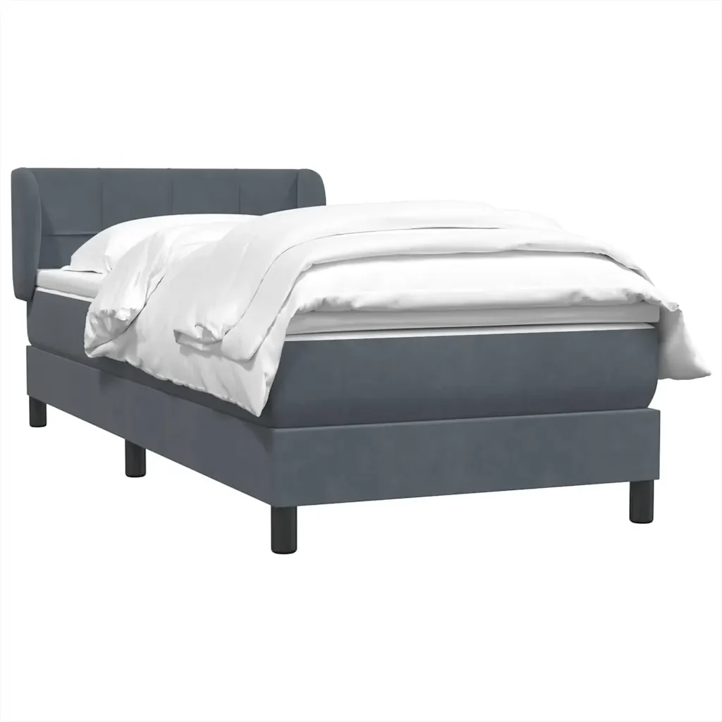 Letto singolo | Letto per adulti | Giroletto a Molle con Materasso Grigio Scuro 80x220 cm Velluto - Image 3