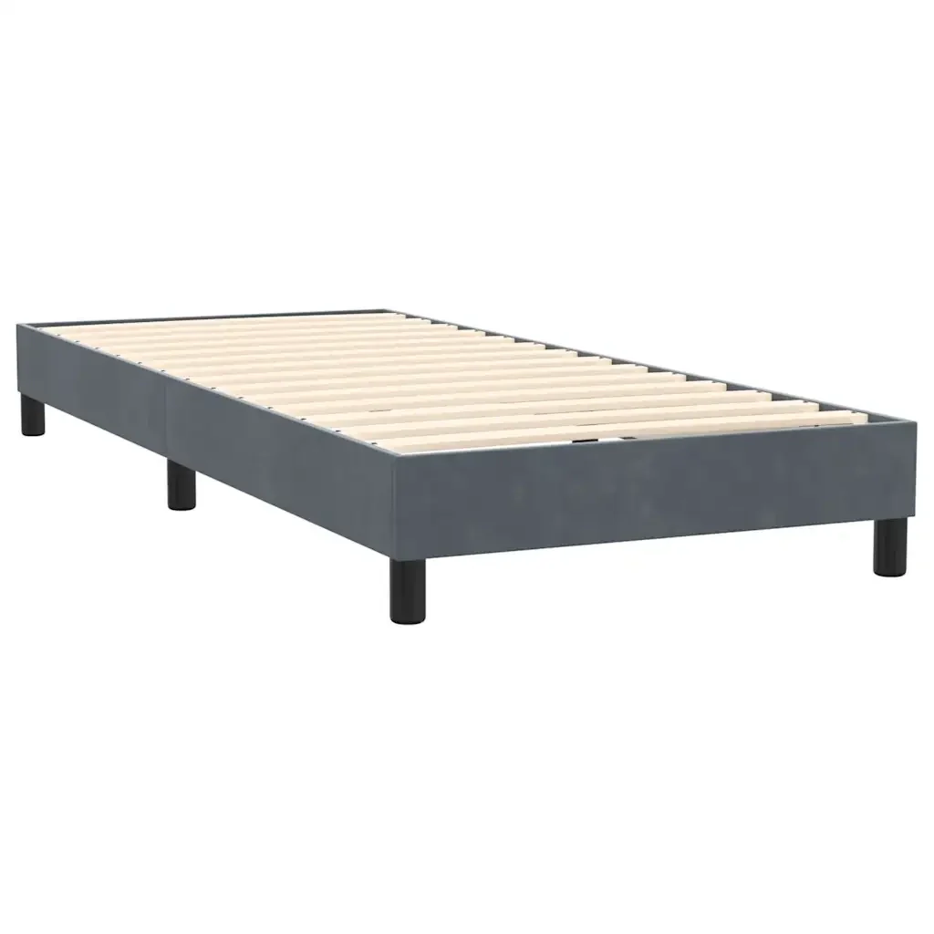 Letto singolo | Letto per adulti | Giroletto a Molle con Materasso Grigio Scuro 80x220 cm Velluto - Image 5