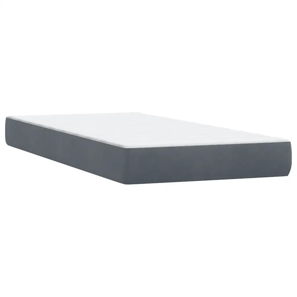 Letto singolo | Letto per adulti | Giroletto a Molle con Materasso Grigio Scuro 80x220 cm Velluto - Image 6