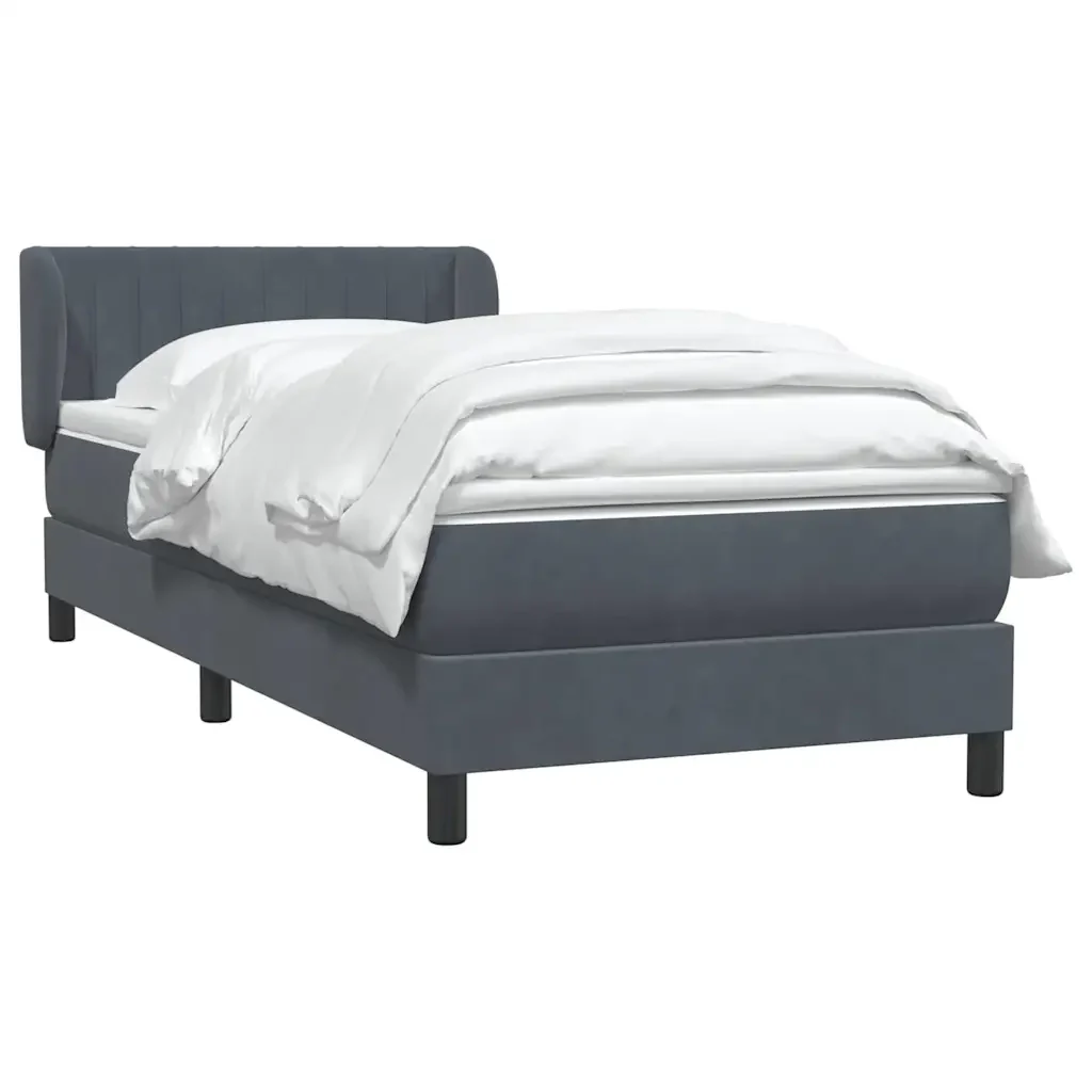 Letto singolo | Letto per adulti | Giroletto a Molle con Materasso Grigio Scuro 80x220 cm Velluto - Image 3