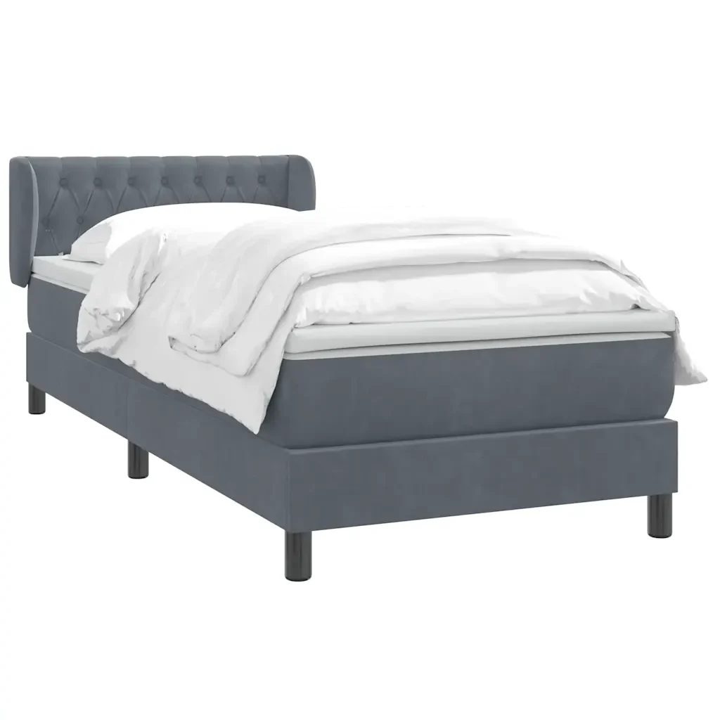 Letto singolo | Letto per adulti | Giroletto a Molle con Materasso Grigio Scuro 80x220 cm Velluto - Image 4