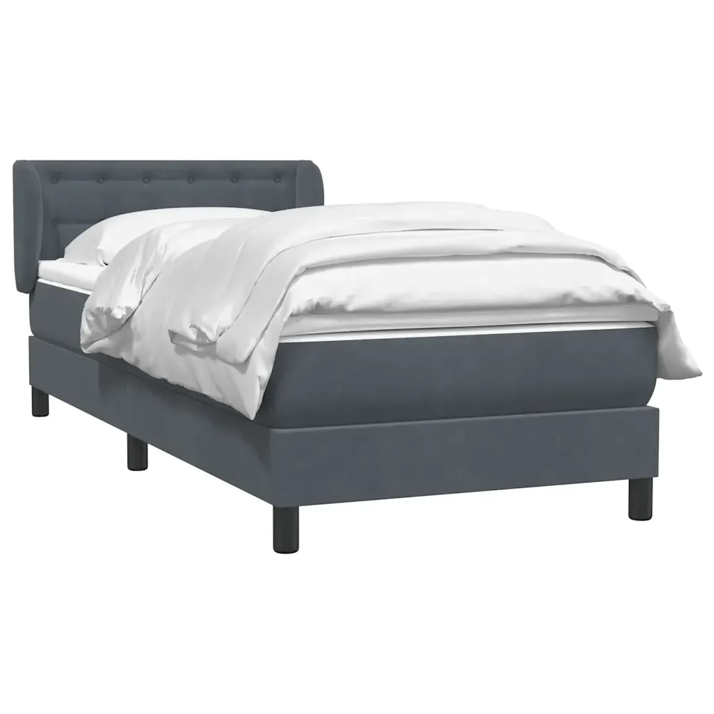 Letto singolo | Letto per adulti | Giroletto a Molle con Materasso Grigio Scuro 80x220 cm Velluto - Image 3