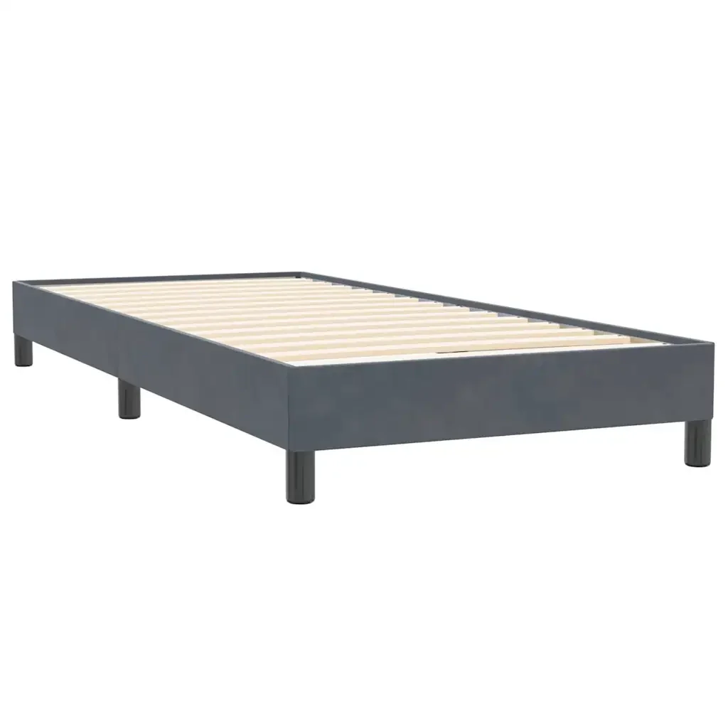 Letto singolo | Letto per adulti | Giroletto a Molle con Materasso Grigio Scuro 80x220 cm Velluto - Image 5