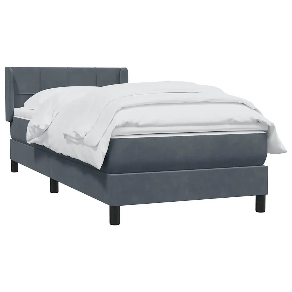Letto singolo | Letto per adulti | Giroletto a Molle con Materasso Grigio Scuro 80x220 cm Velluto - Image 3