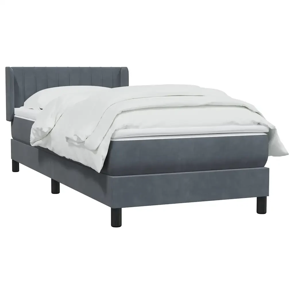 Letto singolo | Letto per adulti | Giroletto a Molle con Materasso Grigio Scuro 80x220 cm Velluto - Image 3