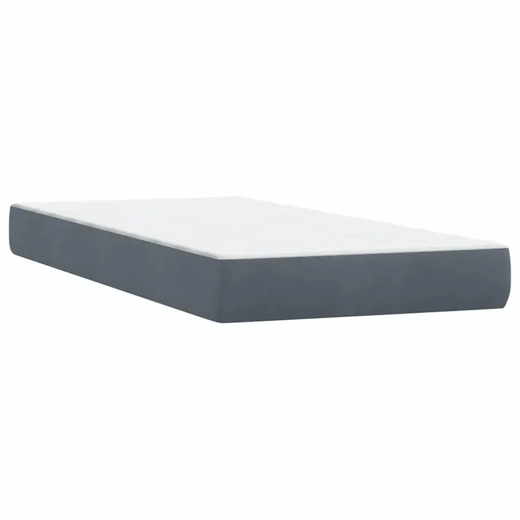 Letto singolo | Letto per adulti | Giroletto a Molle con Materasso Grigio Scuro 80x220 cm Velluto - Image 7