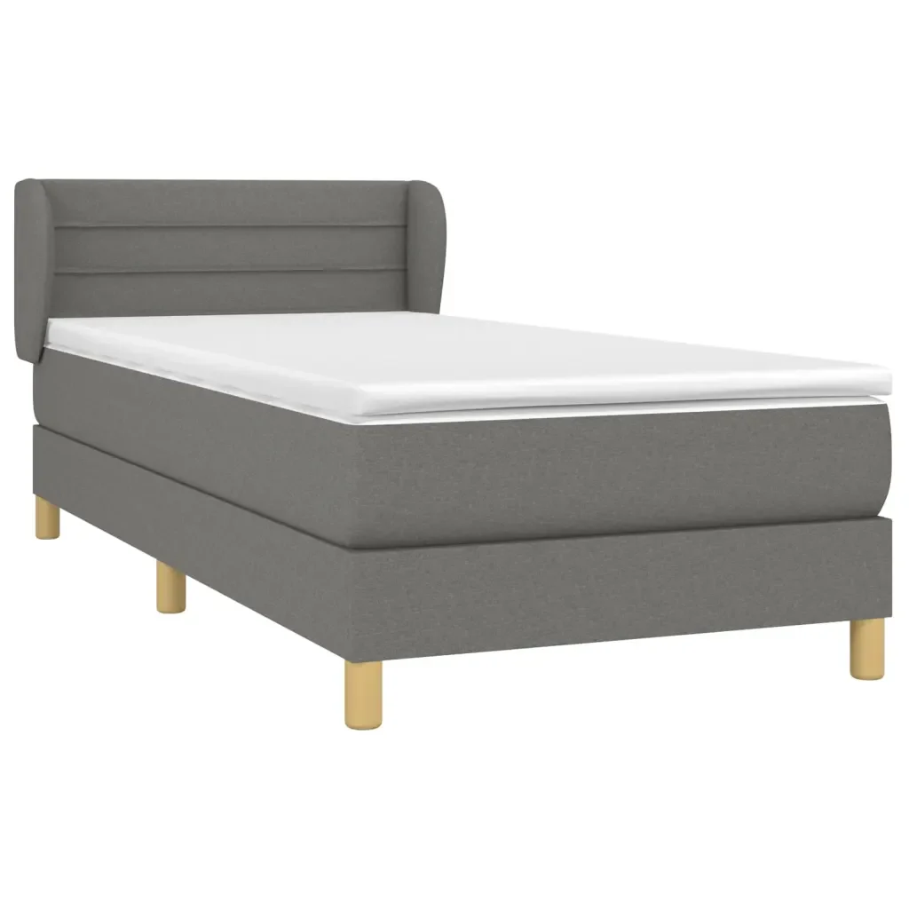 Letto singolo | Letto per adulti | Giroletto a Molle con Materasso Grigio Scuro 90x190 cm Tessuto - Image 3